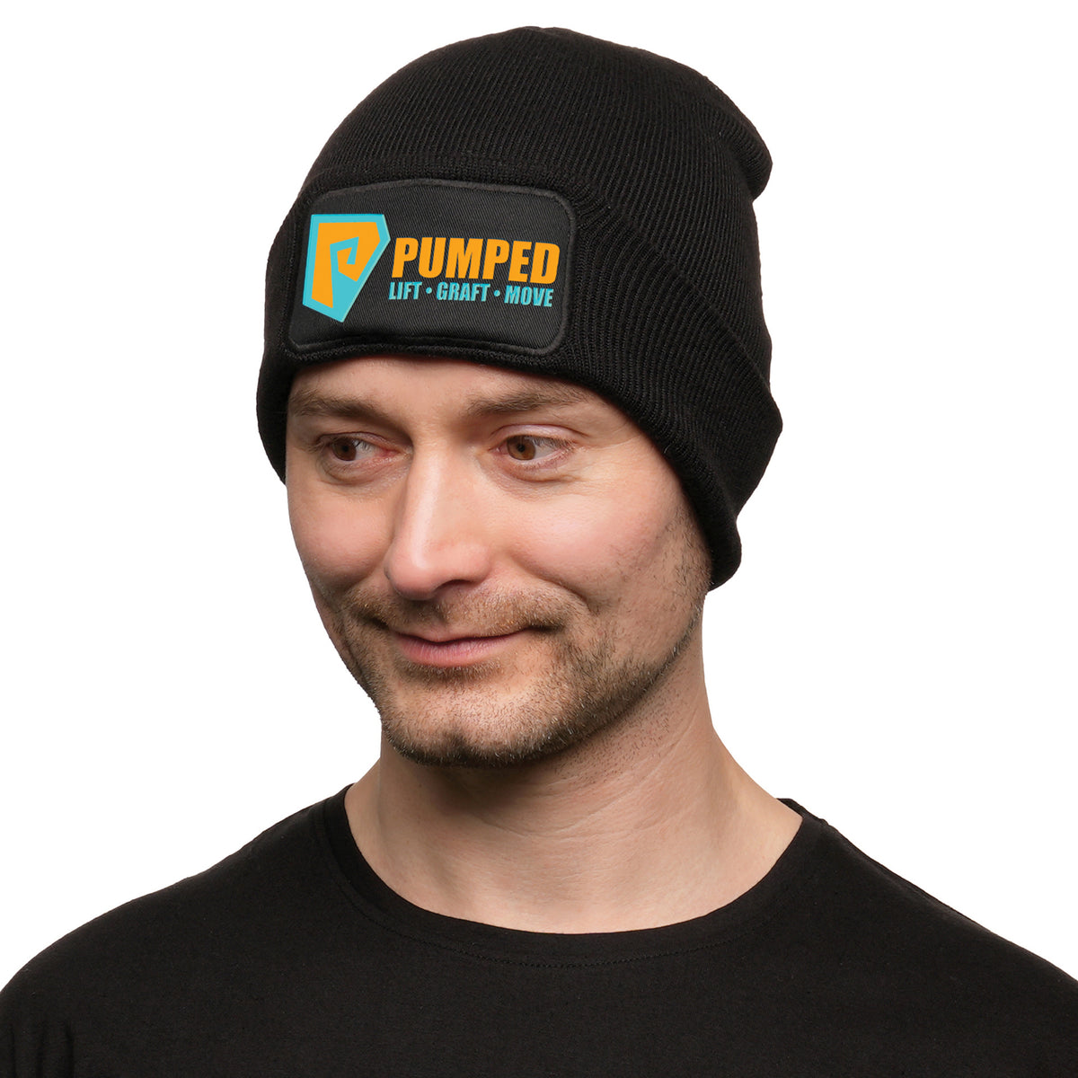 Branded Recycled Polyester Beanie with Rectangular Patch