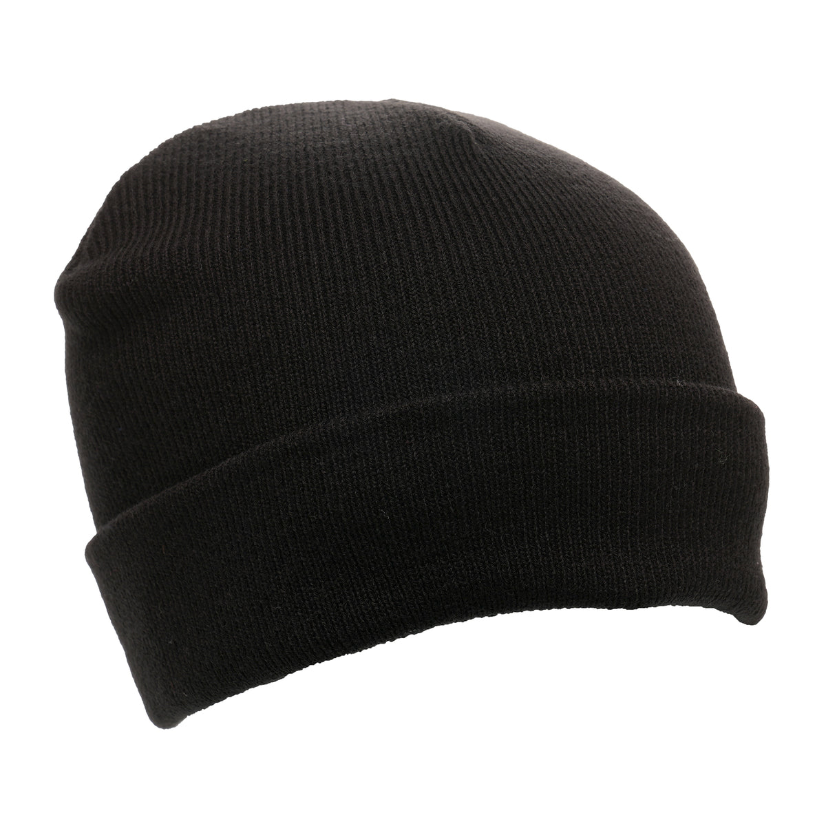 Branded Classic Cuffed Acrylic Beanie Hat in Black