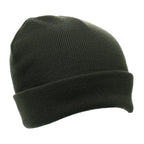 Branded Classic Cuffed Acrylic Beanie Hat in Bottle Green