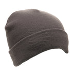 Branded Classic Cuffed Acrylic Beanie Hat in Grey