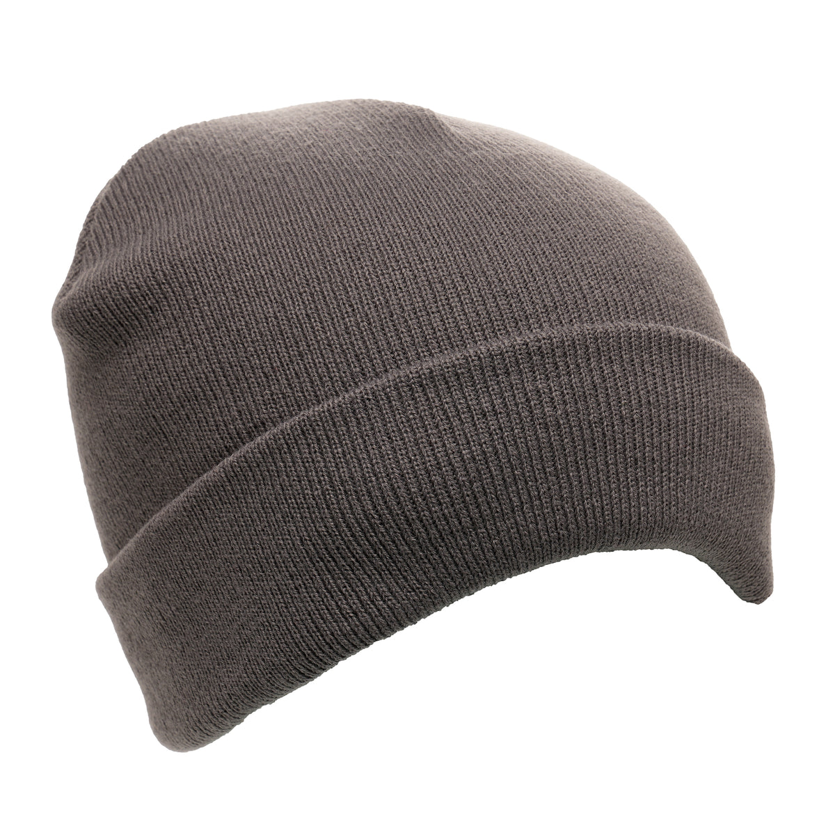Branded Classic Cuffed Acrylic Beanie Hat in Grey