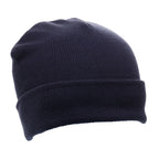 Branded Classic Cuffed Acrylic Beanie Hat in Navy