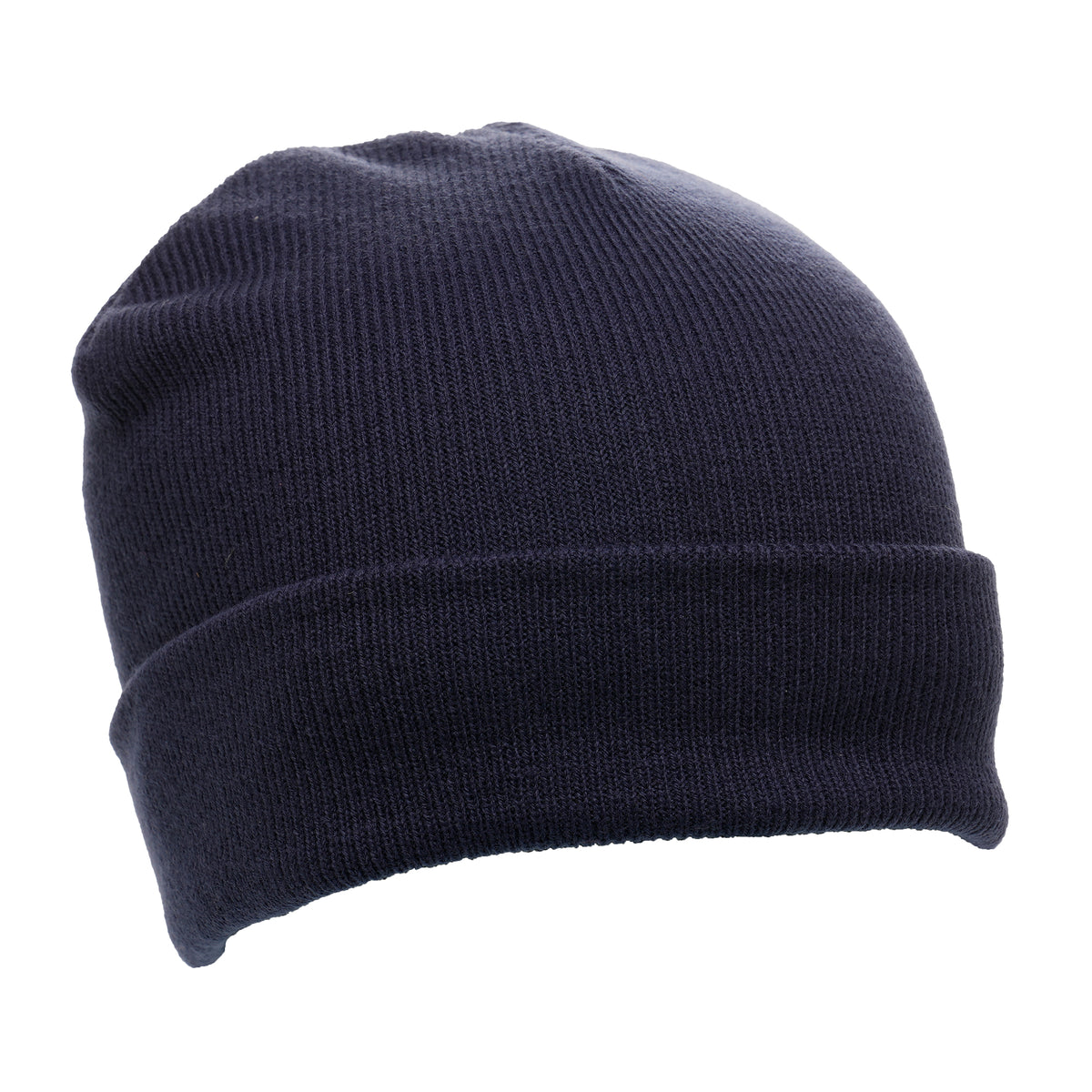 Branded Classic Cuffed Acrylic Beanie Hat in Navy