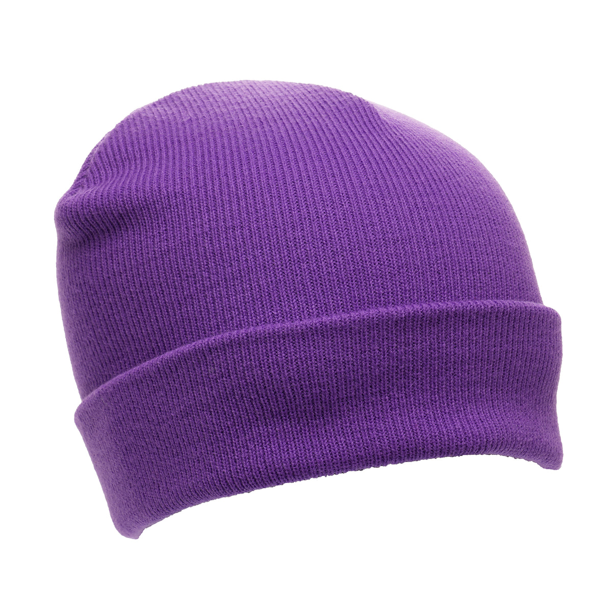 Branded Classic Cuffed Acrylic Beanie Hat in Purple