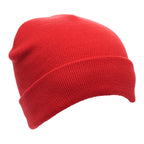 Branded Classic Cuffed Acrylic Beanie Hat in Red