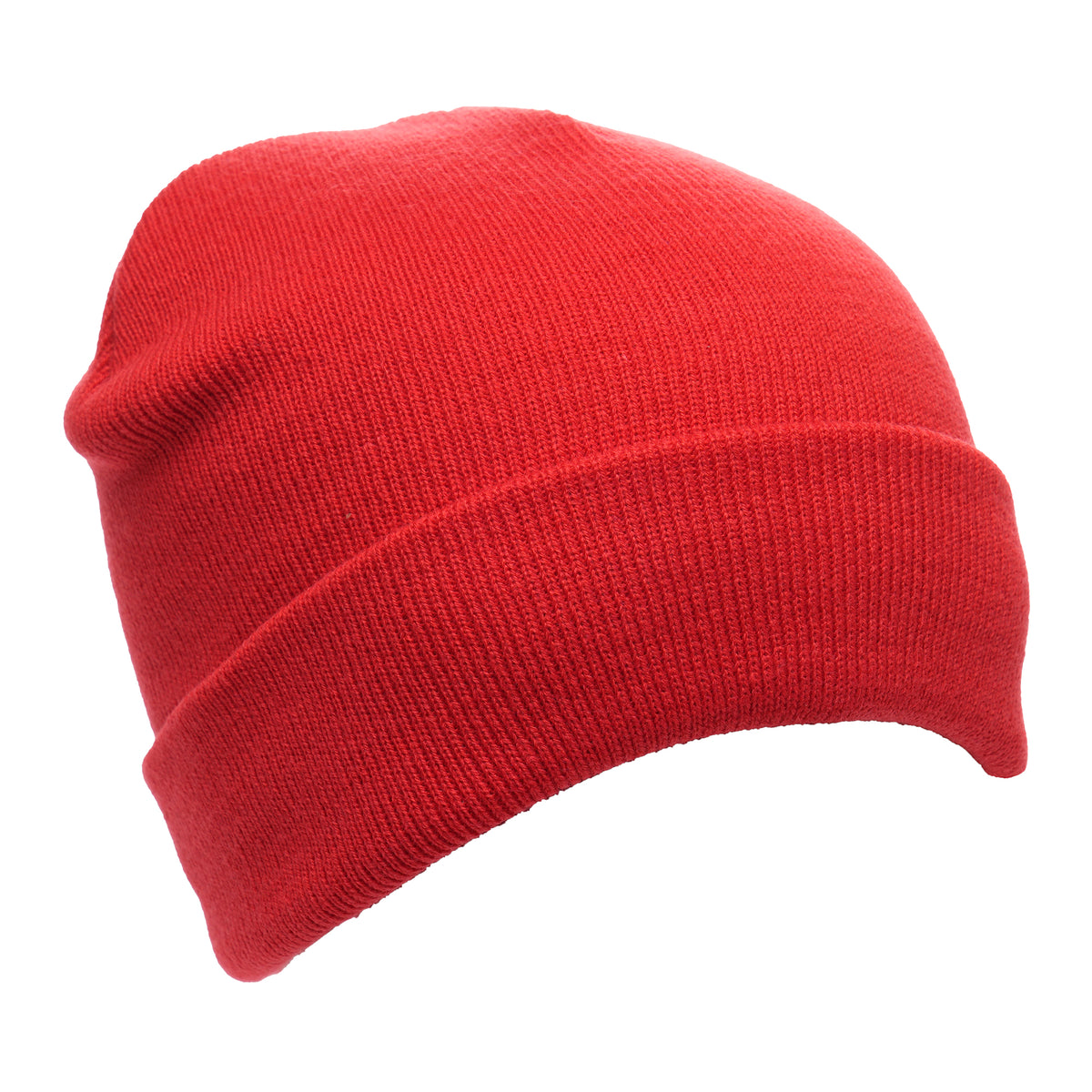 Branded Classic Cuffed Acrylic Beanie Hat in Red
