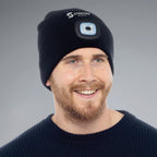 Branded Beanie Hat with Rechargeable LED Light in Black