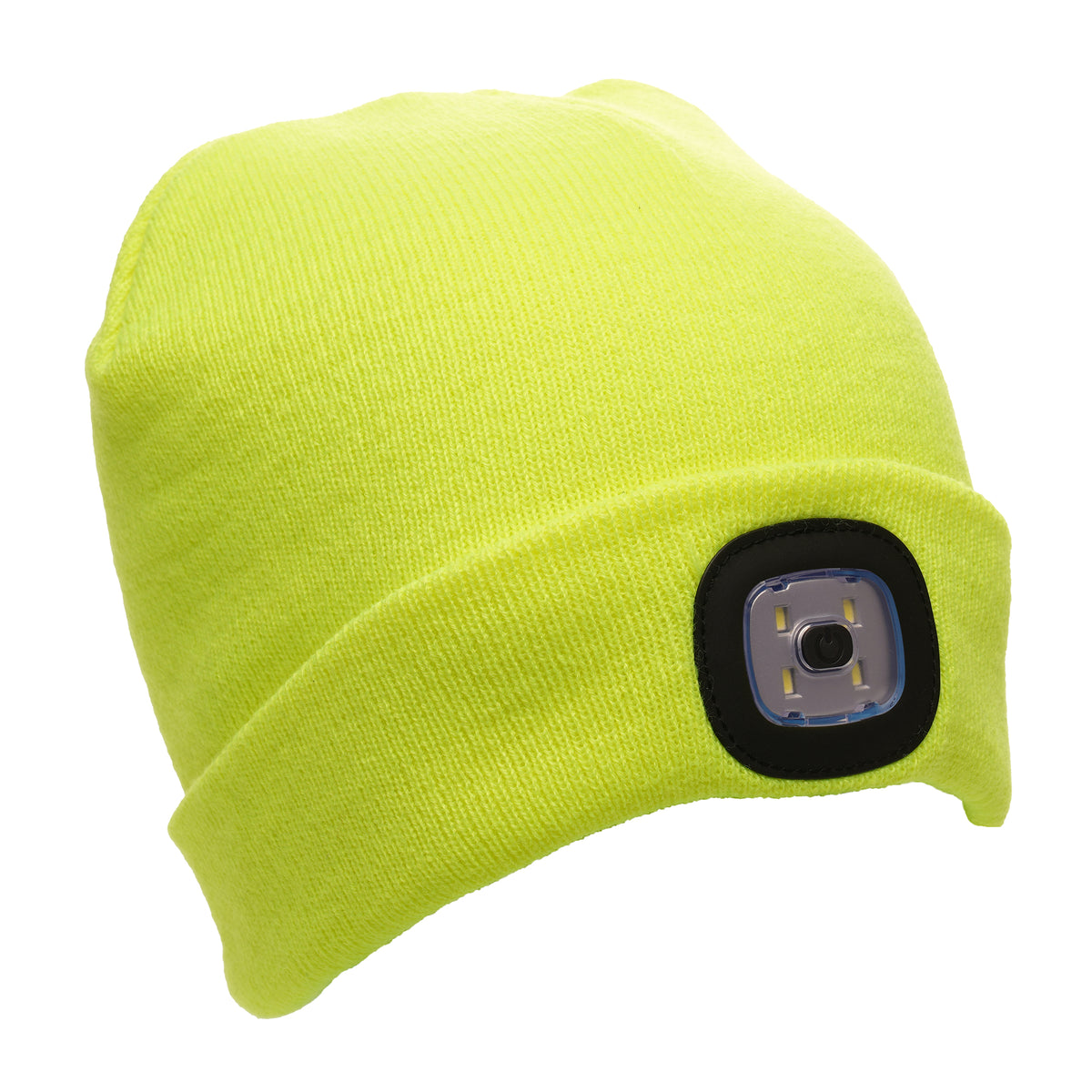 Branded Beanie Hat with Rechargeable LED Light in Yellow