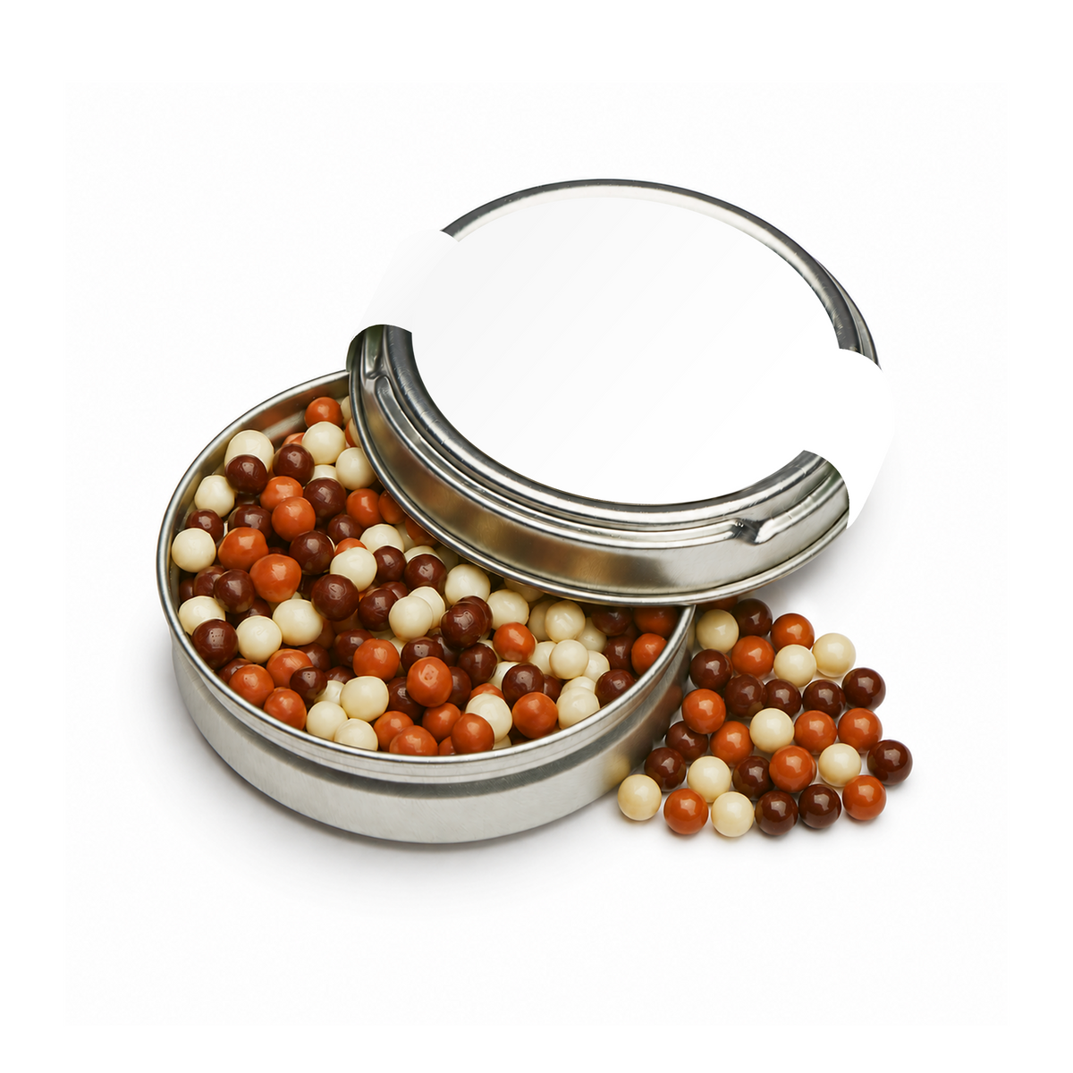 Unbranded chocolate pearls caviar tin