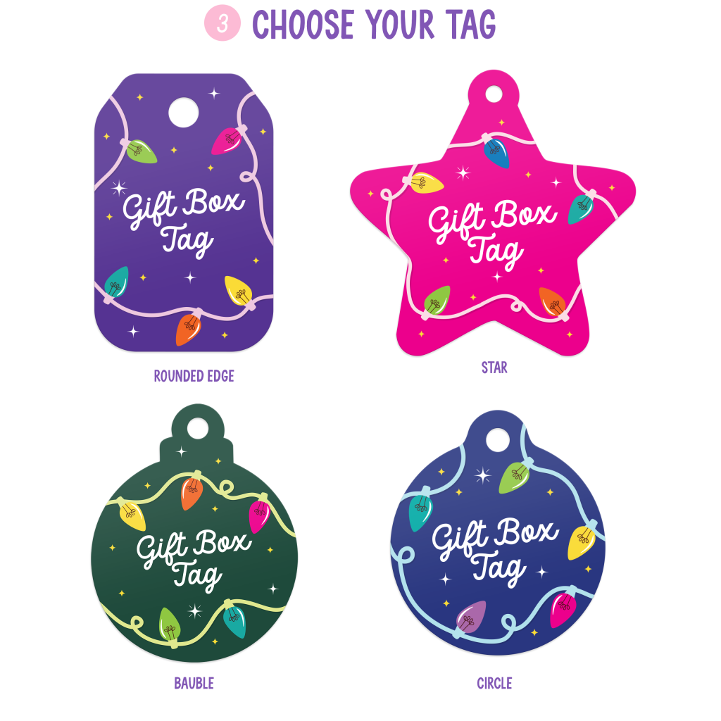 Branded Maxi Gift Box, gift tag shape options