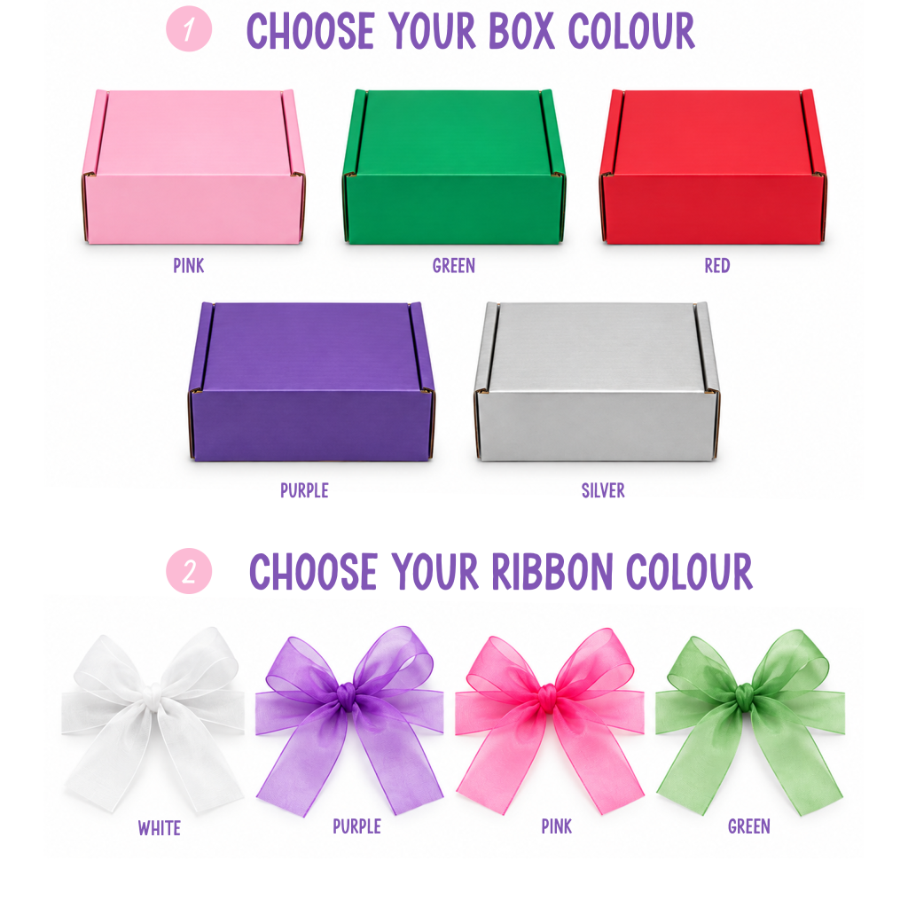Branded Maxi Gift Box, box and ribbon colour options