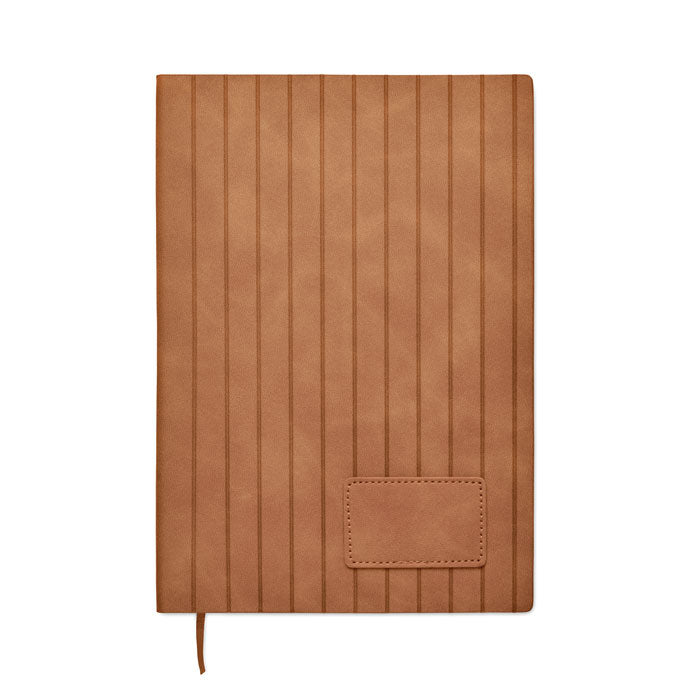 Brown leather notebook with a pocket on a white background