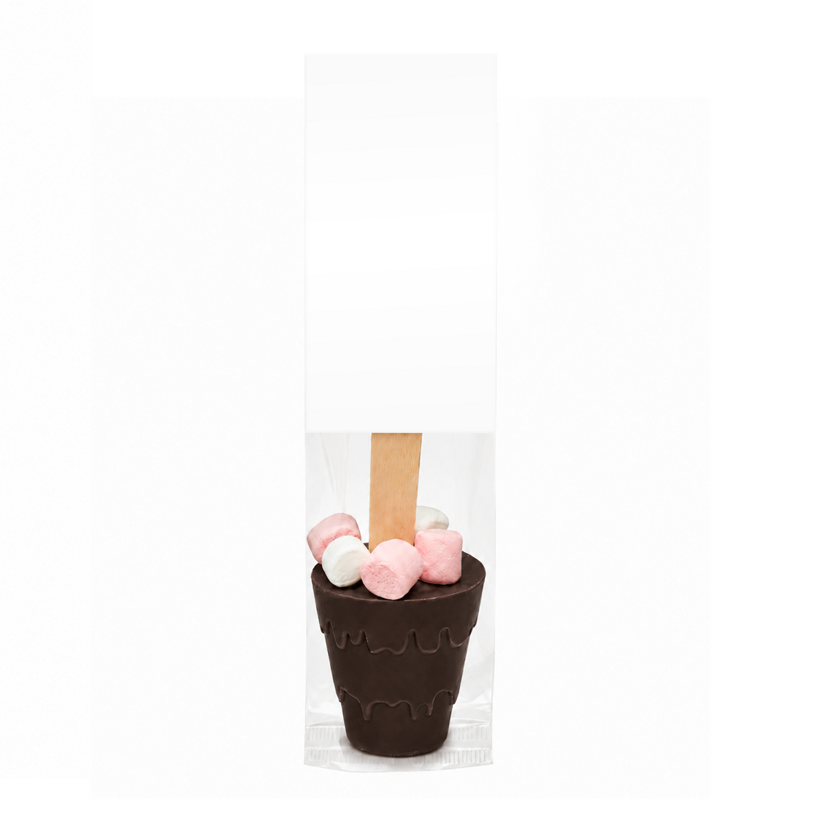 Branded dark chocolate hot chocolate stirrer, unbranded packaging