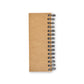 Brown notebook with black spiral binding on a white background