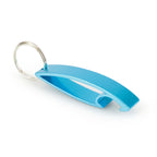 Branded Aluminium Bottle Opener Keyring in Cyan