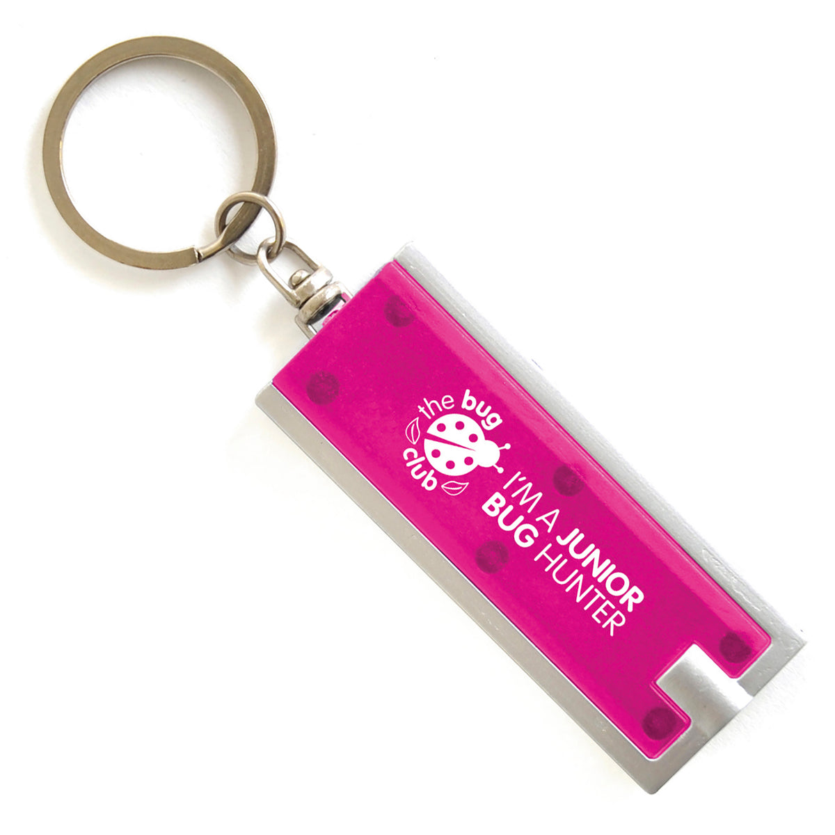 Branded Flat LED Keyring Torch in Pink