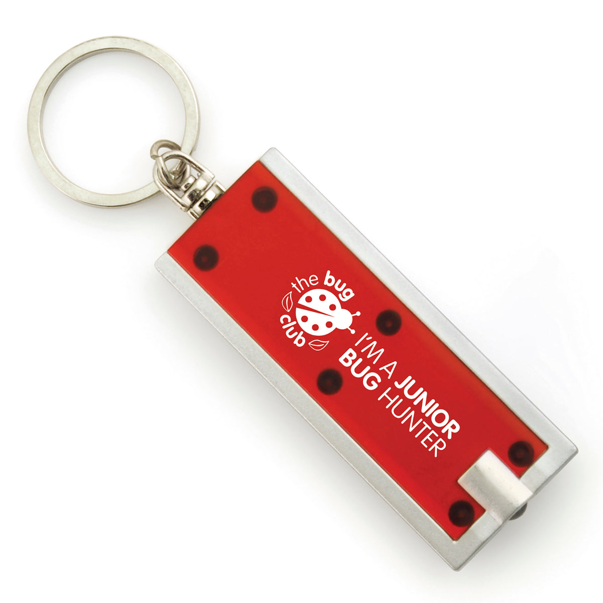 Branded Flat LED Keyring Torch in Red