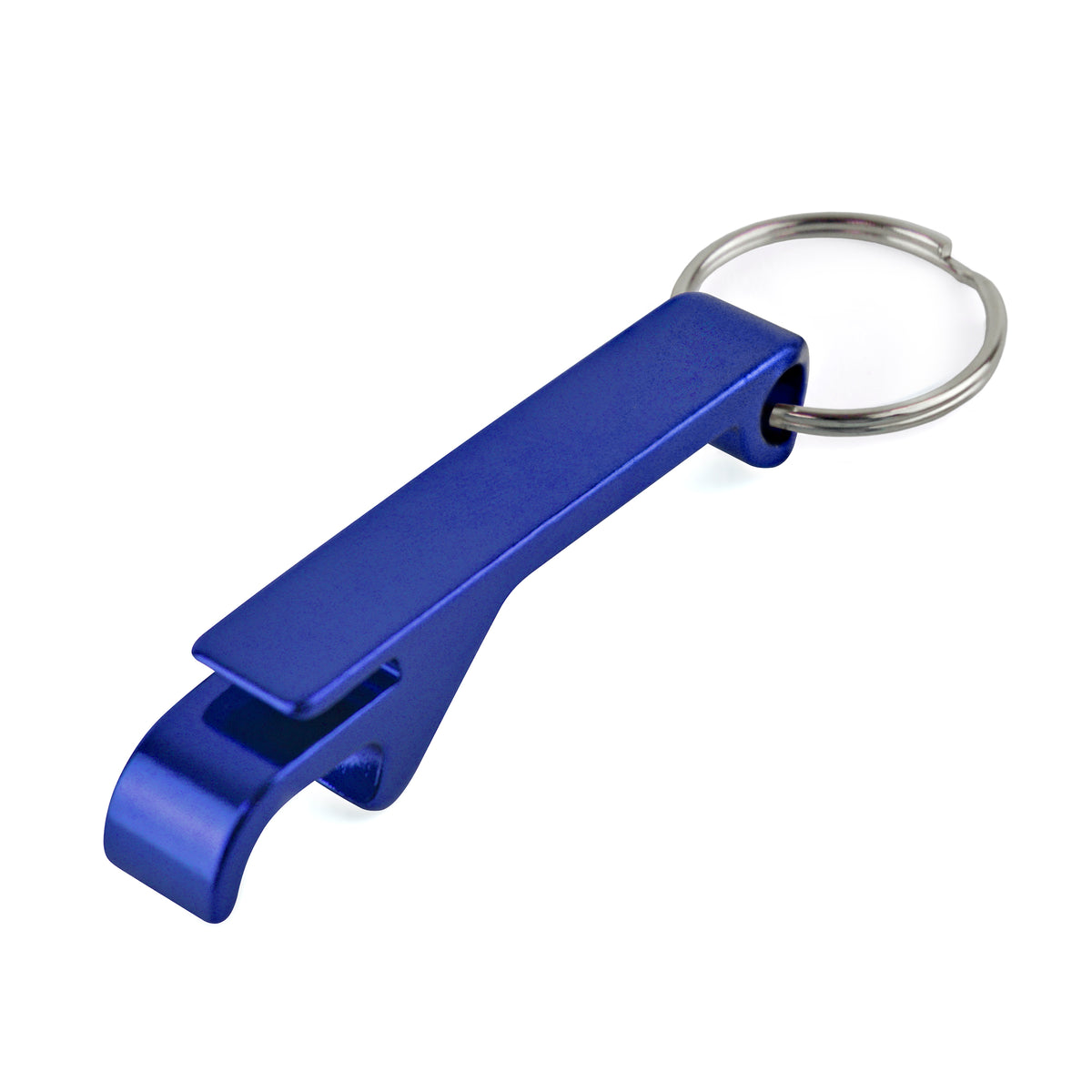 Branded Aluminium Bottle and Can Opener Keyring in Royal Blue