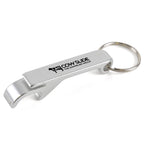 Branded Aluminium Bottle and Can Opener Keyring in Silver