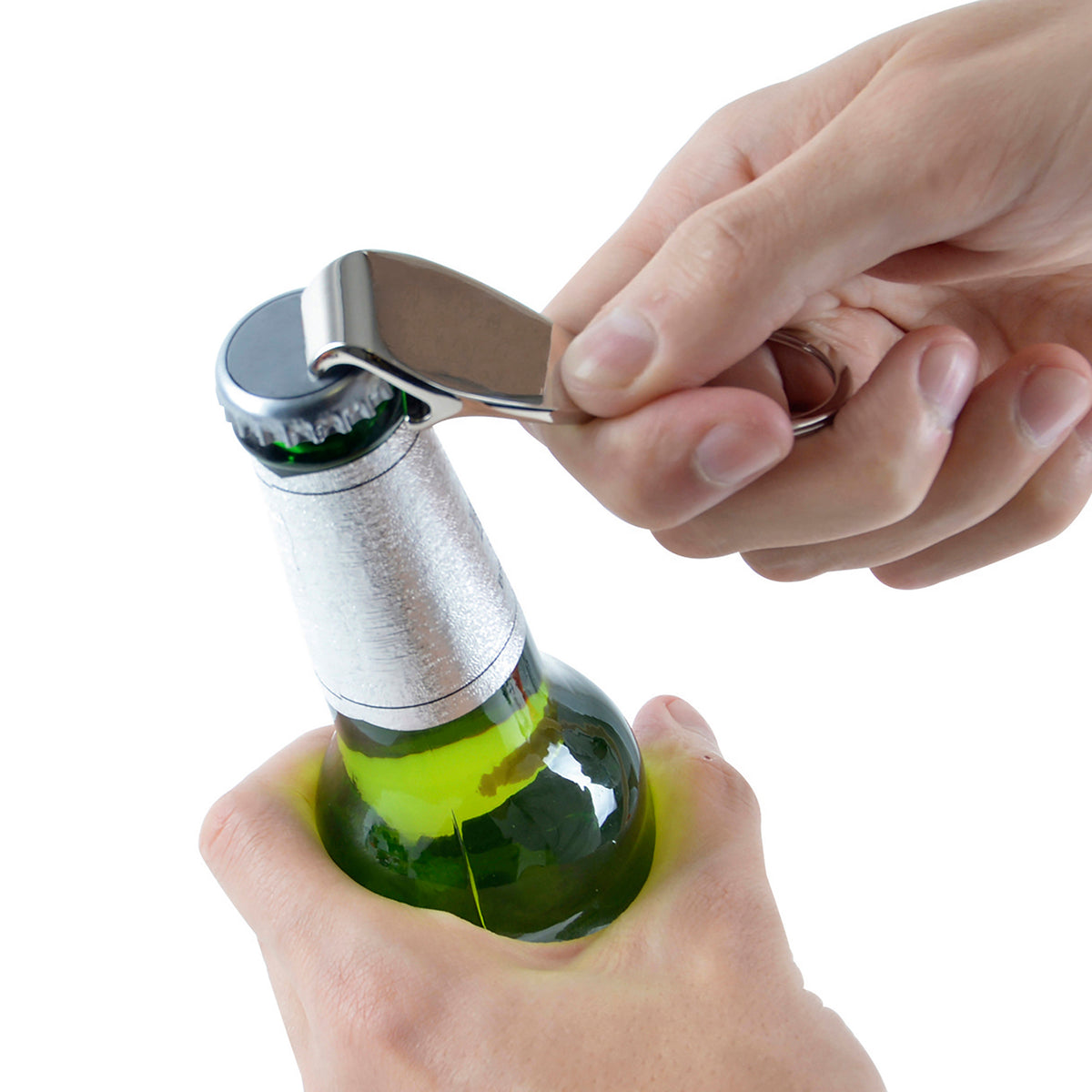 Branded Zinc Alloy Bottle Opener Keyring in Silver