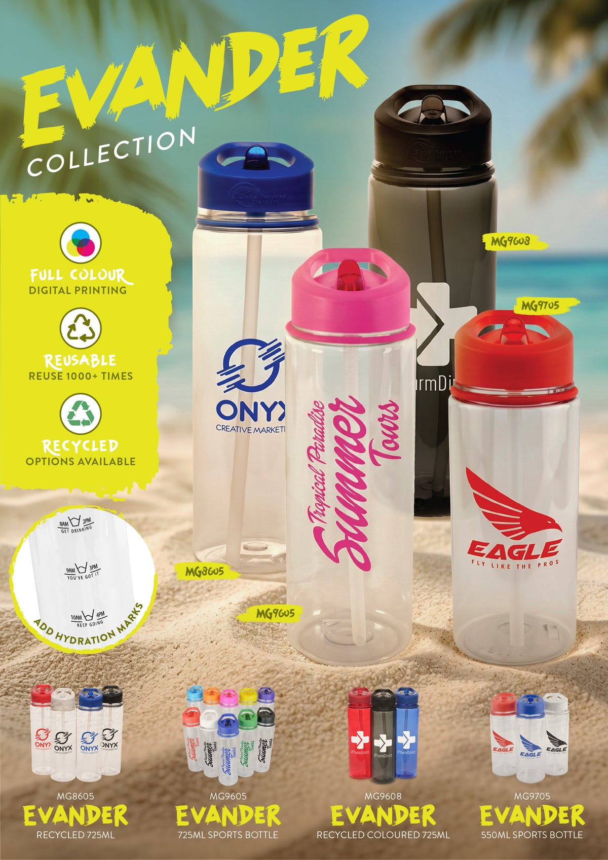Branded 725ml Recycled RPET Bottle with Sipper
