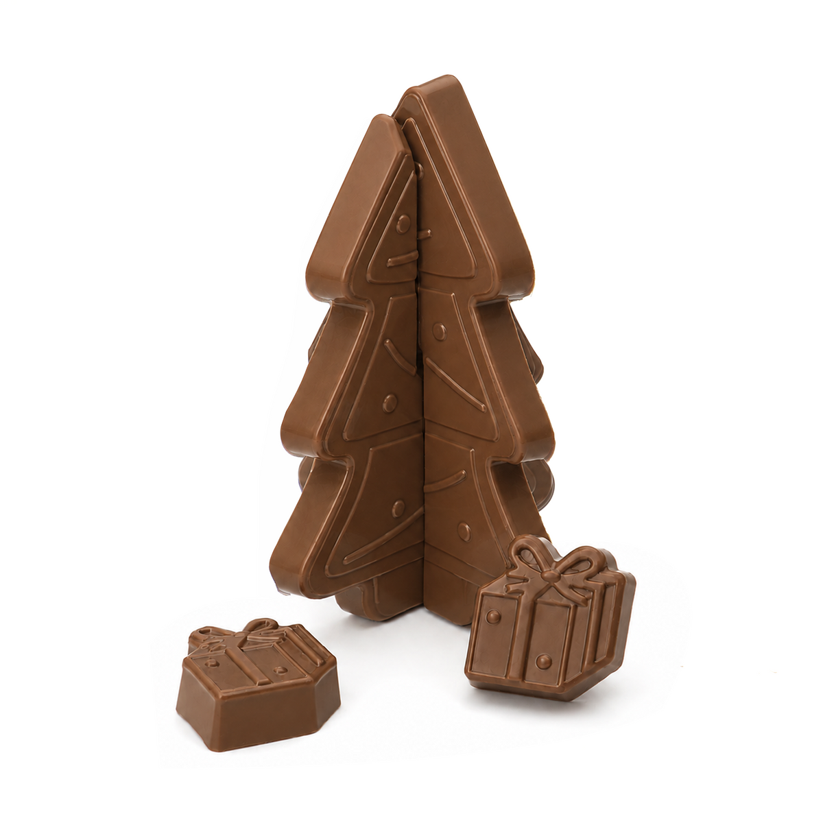 Branded 3D chocolate tree puzzle, assembled view