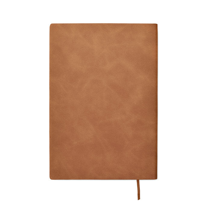 Brown leather notebook on a white background