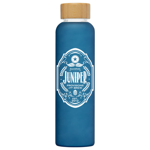 Branded Frosted Glass and Bamboo Water Bottle