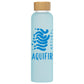 Frosted Glass Water Bottle with Bamboo Lid