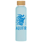 Branded Frosted Glass and Bamboo Water Bottle