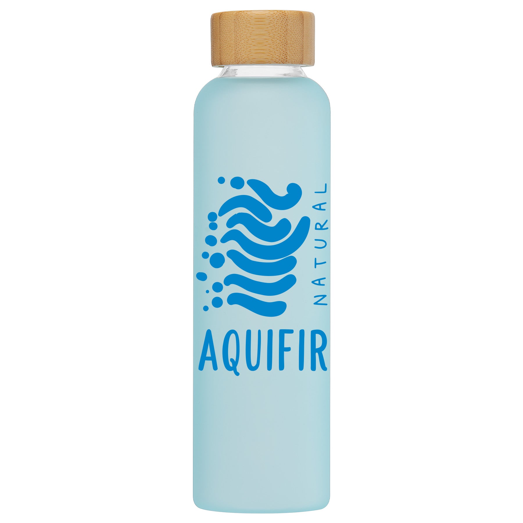 Branded Frosted Glass and Bamboo Water Bottle