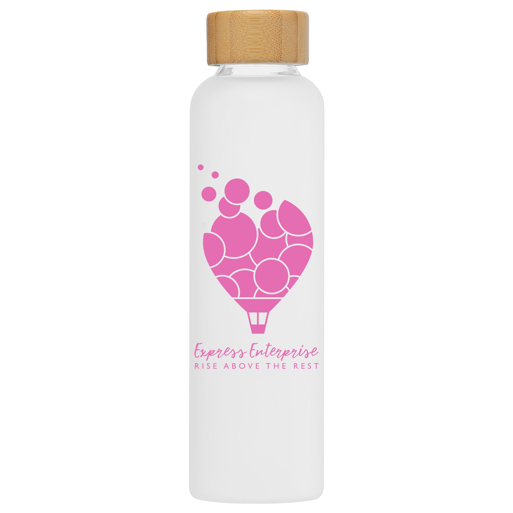 Branded Frosted Glass and Bamboo Water Bottle