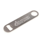 Branded Stainless Steel Flat Bottle Opener in Silver