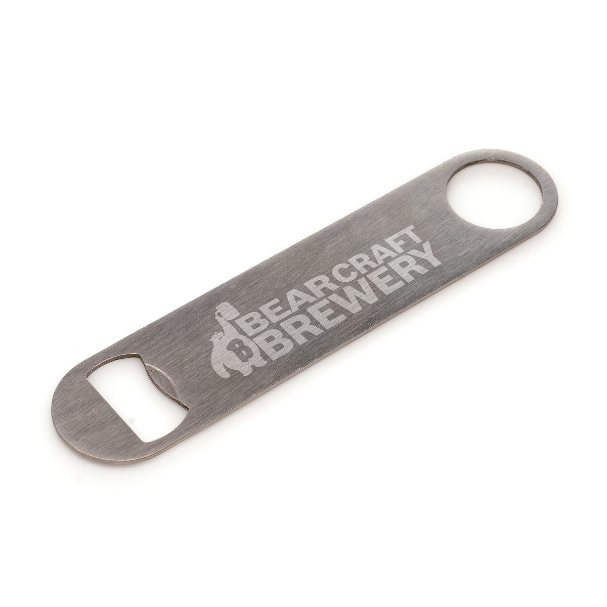 Branded Stainless Steel Flat Bottle Opener in Silver