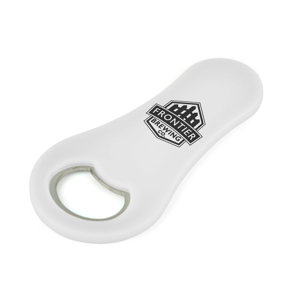 Branded Magnetic Plastic Bottle Opener in White