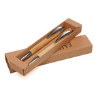 Branded Bamboo Ball Pen and Pencil Gift Set