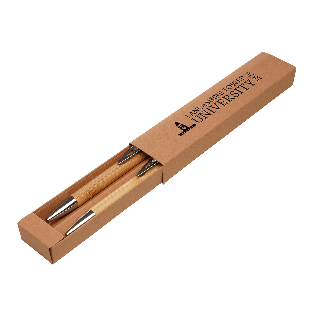 Branded Bamboo Ball Pen and Pencil Gift Set