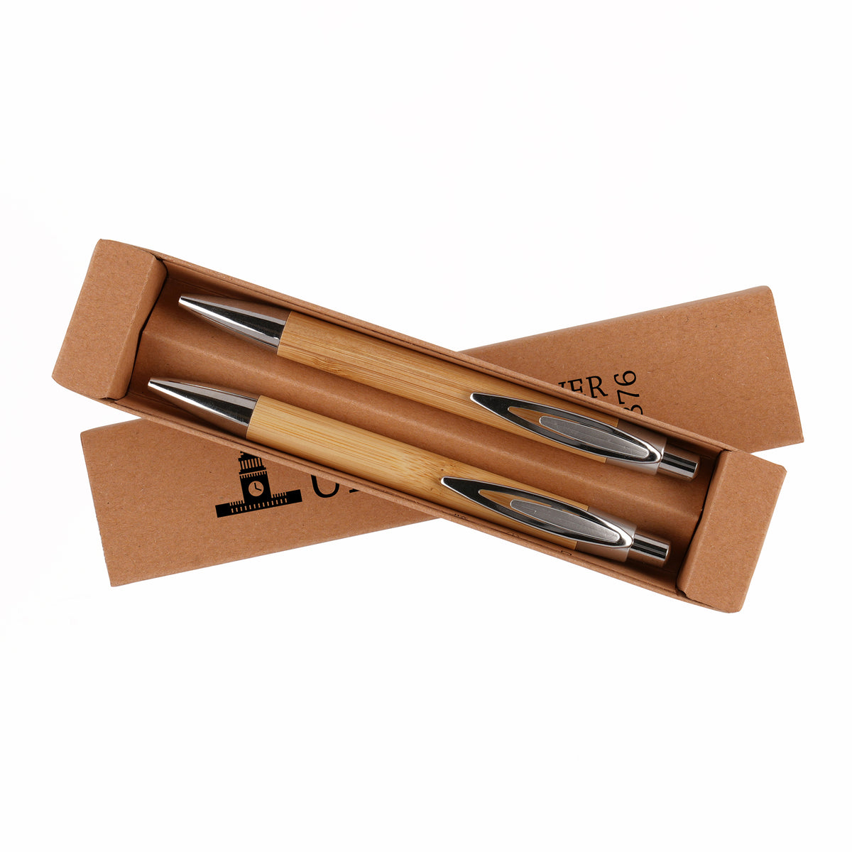 Branded Bamboo Ball Pen and Pencil Gift Set