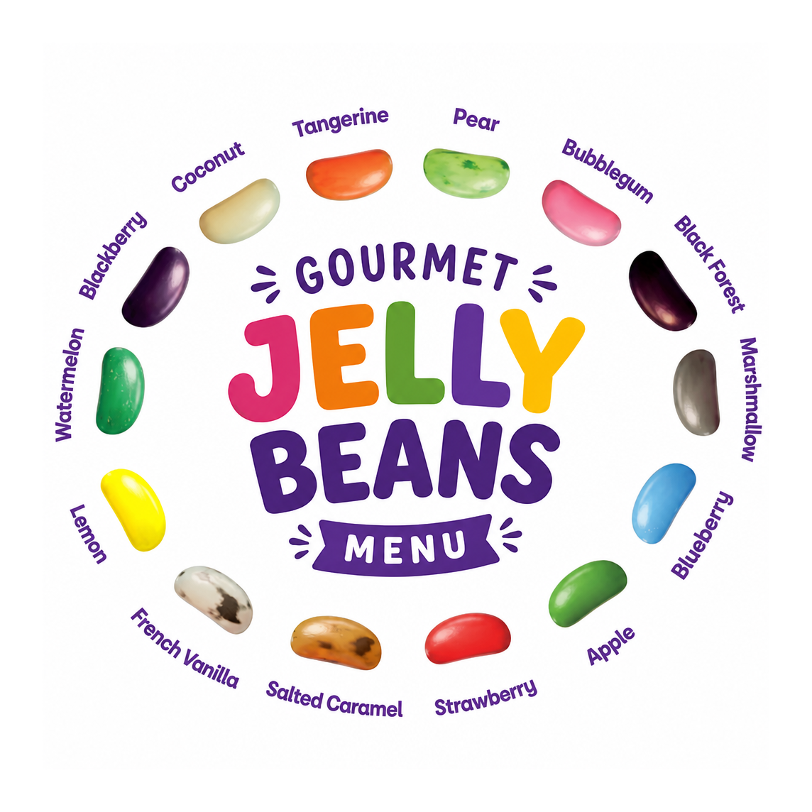 Jelly bean flavour selection for the clear cube