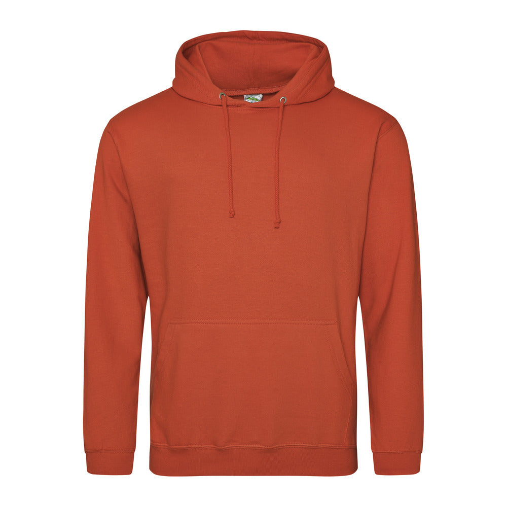 Branded Men's Cotton Polyester College Hoodie in Burnt Orange