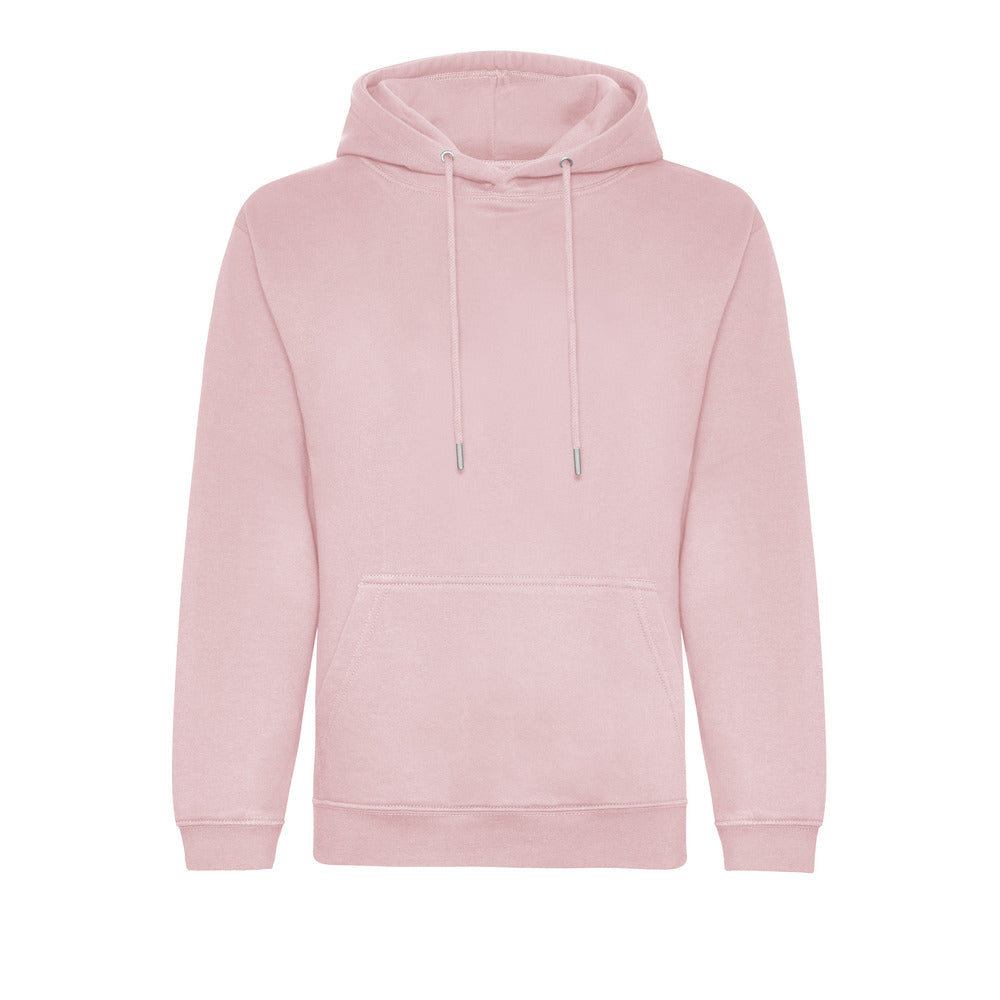 Branded Organic Cotton and Recycled Polyester Hoodie in Baby Pink