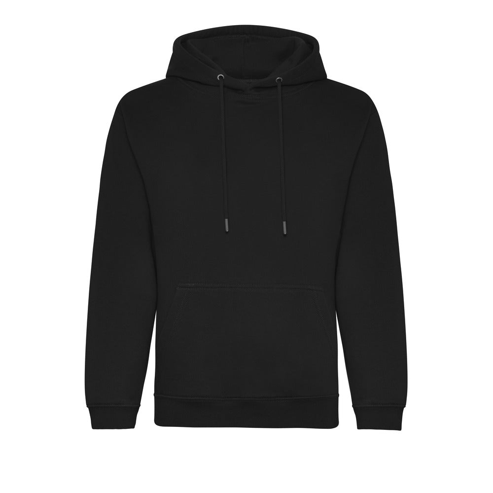 Branded Organic Cotton and Recycled Polyester Hoodie in Deep Black