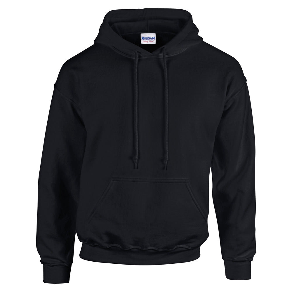 Branded Heavy Blend Hoodie with Double-Lined Hood in Black