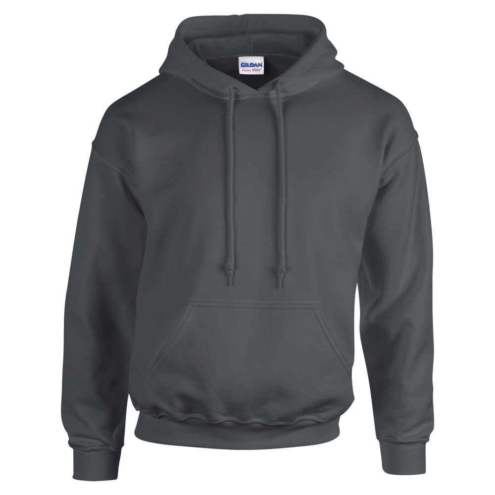 Branded Heavy Blend Hoodie with Double-Lined Hood in Charcoal