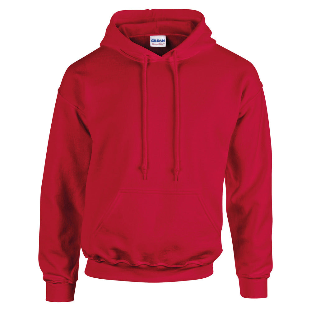 Branded Heavy Blend Hoodie with Double-Lined Hood in Cherry Red