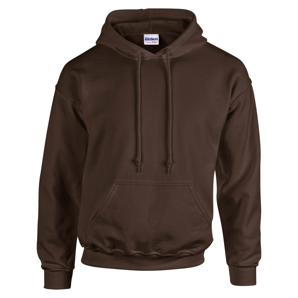 Branded Heavy Blend Hoodie with Double-Lined Hood in Dark Chocolate