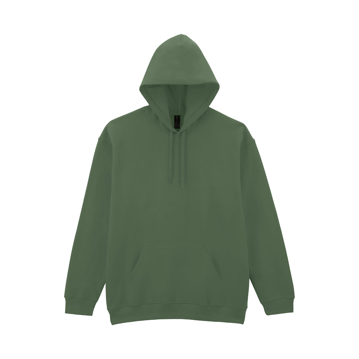 Branded Midweight Ringspun Cotton Fleece Hoodie in Military Green