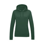 Branded Women's Cotton Polyester College Hoodie in Bottle Green