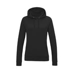 Branded Women's Cotton Polyester College Hoodie in Black Smoke