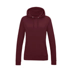 Branded Women's Cotton Polyester College Hoodie in Burgandy